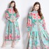 Original in stock | 2024 spring/summer floral ethnic style retro stand up collar lantern sleeve printed dress