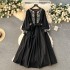 2024 Spring New Retro Ethnic Style Heavy Industry Embroidered Round Neck Buckle Strap Slimming Long Vacation Dress