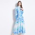 Original Spot | 2024 Spring Ethnic Style Retro Positioning Printed Shirt Lantern Long Sleeve High Waist Dress