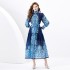 2024 Spring/Summer - Palace style stand up collar lantern sleeves wave side length retro printed dress two-piece set