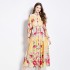 Original in stock | 2024 spring/summer floral ethnic style retro stand up collar lantern sleeve printed dress