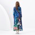 2024 Spring/Summer - Vacation Retro Palace Style V-neck Loose Long Sleeve Tropical Plant Printed Dress