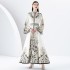 2024- Early Spring Palace Style Trumpet Sleeve Printed Long Lace Dress