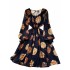 2024 autumn new niche light mature style dress for women, French style waist cinched square collar lantern sleeve printed chiffon long dress