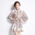 Original in stock | 2024 early spring temperament printed long sleeved retro short dress