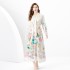 2024 Spring/Summer - Vacation Retro Palace Style V-neck Loose Long Sleeve Tropical Plant Printed Dress