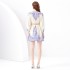 2024 Vacation - Palace style stand up collar lantern sleeves, single placket printed short mini dress