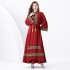 2024 Vacation - Palace Embroidered Tassel Horn Sleeve Retro Long Robe Hoodie Dress Two Piece Set