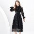 2024 Spring/Summer - Vacation style retro lapel collar single breasted lace embroidery wide swing long dress