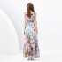 2024 Spring/Summer - Retro Deep V-neck Lantern Sleeve Wave Edge Wide Swing Painted Printed Long Dress