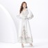 2024 Vacation - Palace Style V-neck Lantern Sleeve Wave Edge Vintage Printed Dress