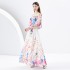 2024 Early Spring - Vacation One Shoulder Lotus Leaf Edge Holiday Printed Long Dress