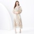 2024 Vacation - Palace style V-neck lantern sleeve double door placket printed long lace dress