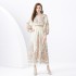 2024 Vacation - Palace style V-neck lantern sleeve double door placket printed long lace dress