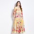 Original in stock | 2024 spring/summer floral ethnic style retro stand up collar lantern sleeve printed dress