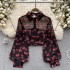 French style high-end floral long sleeved shirt for women's summer lantern sleeves, niche, exquisite, romantic atmosphere design top