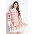 Original in stock | 2024 spring/summer floral ethnic style retro stand up collar lantern sleeve printed dress