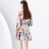 Early Spring 2024- Wave Edge Wide Skirt Retro Short Mini Printed Dress