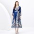 2024 Spring/Summer - Vacation Wrap Style V-neck Lantern Sleeve Long Printed Dress