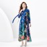 2024 Spring/Summer - Vacation Retro Palace Style V-neck Loose Long Sleeve Tropical Plant Printed Dress