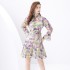 2024 Vacation - Colorful Flower V-neck Mushroom Edge Strap Shrink Fold Wide Swing Printed Mini Dress