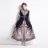 Original in stock | 2024 early spring new palace style lapel dress with buckle design, long skirt