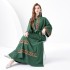 2024 Vacation - Palace Embroidered Tassel Horn Sleeve Retro Long Robe Hoodie Dress Two Piece Set