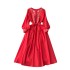 2024 Spring New Retro Ethnic Style Heavy Industry Embroidered Round Neck Buckle Strap Slimming Long Vacation Dress