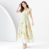 2024 Spring/Summer - Palace style lapel, sleeveless waist, wide skirt, printed long dress