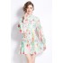 Original in stock | 2024 early spring temperament skirt patchwork print long sleeved slimming retro short dress