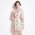 Original in stock | 2024 early spring new retro positioning flower shirt collar long sleeved waist slimming short dress