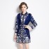 Real shooting spot | 2024 early spring new retro positioning flower shirt collar long sleeved waist slimming short dress