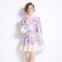 Original in stock | 2024 early spring new fresh temperament flower lantern sleeve short dress