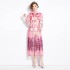 Original Spot | 2024 Spring New Ethnic Style Retro Standing Collar Lantern Sleeve Printed Dress