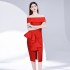 2023 early autumn one shoulder lotus leaf edge slit slim fit dress skirt