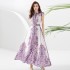 2023 Spring/Summer Palace Style Polo Sleeveless Waist Wide Skirt Printed Long Dress