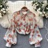 French style high-end floral long sleeved shirt for women's summer lantern sleeves, niche, exquisite, romantic atmosphere design top