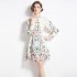 Original in stock | 2024 early spring new palace style single breasted design sense standing collar flower dress