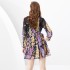 2024 Early Spring - Vacation style stand up collar lantern sleeves wavy edge painted mini printed cake dress