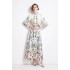 Original in stock | 2024 early spring new palace style stand up collar flower dress with single breasted design, long skirt