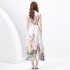 2024 Spring/Summer - Vacation style flat collar sleeveless wide wavy edge oil painting printed long dress