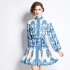 Original in stock | 2024 early spring temperament printed long sleeved retro short dress