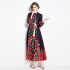 Original in stock | 2024 early spring new palace style stand up collar flower dress with single breasted design, long skirt