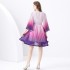 2024 Vacation - Vacation style V-neck flared sleeve pleated wave edge short gradient print mini dress