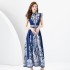 2024 Spring/Summer - Palace style lapel, sleeveless waist, wide skirt, printed long dress