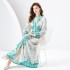 Early Spring 2024- Retro Palace style pleated V-neck lantern sleeves long printed dress