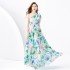 2024 Spring/Summer - Vacation Style One Shoulder Sleeveless Ribbon Long Wide Swing Printed Dress