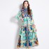 Original in stock | 2024 spring/summer floral ethnic style retro stand up collar lantern sleeve printed dress