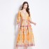 Original in stock | 2024 Spring/Summer Vacation Ethnic Wind and Snow Spinning V-neck Lantern Sleeve Printed Dress