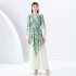 2024 Early Spring - Retro Palace Style V-neck Lantern Sleeve Long Printed Dress